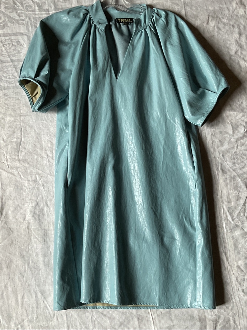 THML Girls' Aqua Faux-Leather Shift Dress
